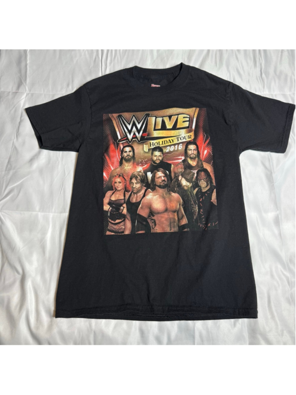 Men's Hanes Black WWE Live Holiday Tour 2016 Short Sleeve Tee M